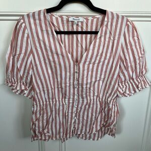 NWOT MADEWELL Striped Peplum Blouse